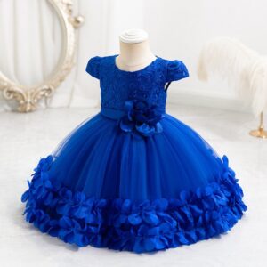 Kids Baby Girls Summer Fashion Party Cute Sweet Solid Color Floral Pleated Mesh Party Tutu Dress