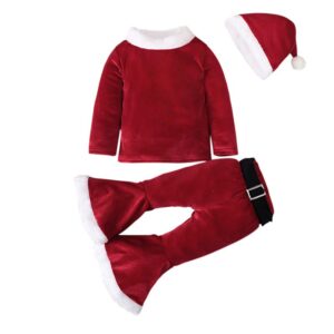 Children Kids Toddlers Christmas Girls Boys Long-Sleeved Top And Flared Pants Hat Set