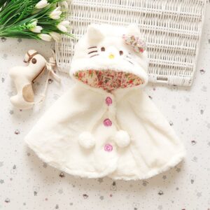 Kids Baby Girl Fashion Cartoon Cat Faux Fur Jacket