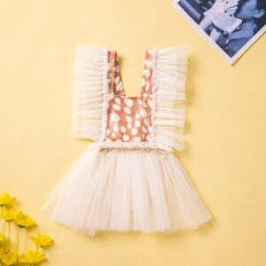 Toddlers Newborn Baby Fashion Girls Ruffle Sleeve Leopard Mesh Bodysuit