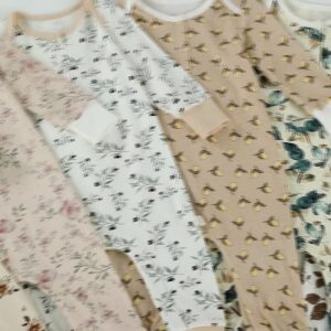 Baby Cute Round Neck Long Sleeve Floral All Over Print Jumpsuit