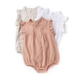 Baby Fashion Solid Color Romper Linen Breathable Romper