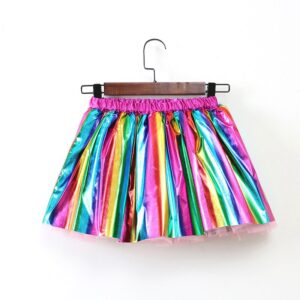 Girls Hot Stamping Lining Mesh Rainbow Skirt