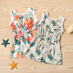 Toddlers Newborn Baby Fashion Girls Sleeveless Carton Print Romper