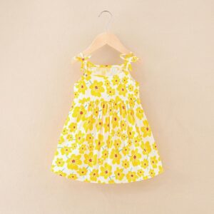 Children Kids Baby Fashion Girls Sleeveless Flower Print Suspender Dress