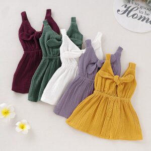 Kids Girls Simple Basic Solid Color Slip Dress