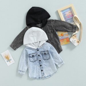 Toddler Baby Infant Girls Boys Patching Hooded Jacket