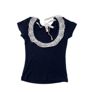 Children Kids Toddlers Fashion Girls Backless Lace Short Sleeve T-Shirt