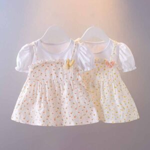Kids Baby Girls Summer Casual Cute Tiny Flower Short Sleeve Dress