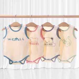 Kids Baby Boys Girls Summer Casual Cute Cartoon Print Tank Top Romper