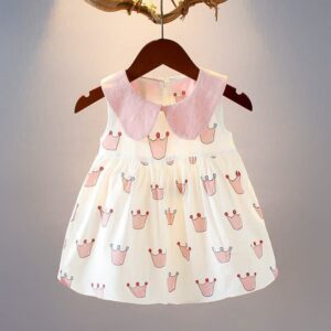 Kids Baby Girls Casual Cute Sweet Crown Print Sleeveless Dress