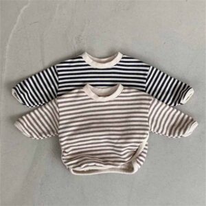 Kids Baby Boys Girls Spring Casual Cute Stripe Print Long Sleeve T-Shirt