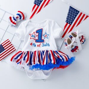 Kids Baby Girls Casual Cute Party Independence Day Letter Stripe Short Sleeve Romper