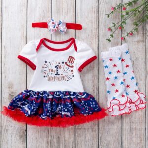 Kids Baby Girls Cute Party Independence Day Print Short Sleeve Romper
