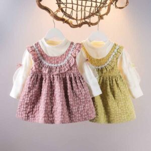 Kids Baby Girls Casual Cute Tiny Flower Long Sleeve Dress