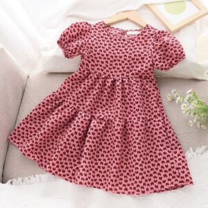 Children Kids Toddlers Fashion Short Sleeve Print Princess Dress