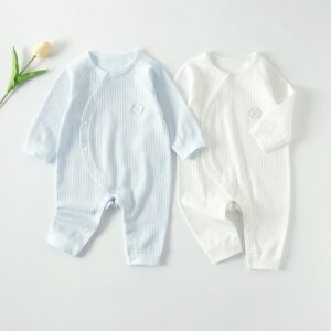 Kids Baby Boys Girls Casual Cute Solid Color RIB-KIT Long Sleeve Romper