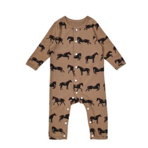 Kids Baby Boys Girls Cute Cartoon Print Long Sleeve Round Neck Romper