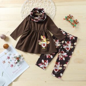 Kids Baby Girls Casual Sports Leopard Cartoon Print Long Sleeve Round Neck Dress Trousers Set