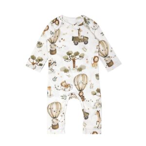 Kids Baby Boys Girls Cute Cartoon Print Long Sleeve Round Neck Romper