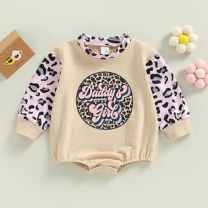 Toddlers Newborn Baby Fashion Girls Leopard Print Long Sleeve Patchwork Bodysuit