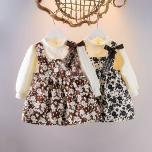 Toddlers Newborn Baby Girls Long Sleeve Patchwork Floral Dress