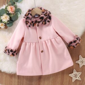 Toddler Newborn Baby Infant Girls Leopard Collar Long-Sleeved Coat