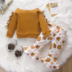 Toddler Baby Infant Girls Long Sleeve T-Shirt And Printed Pants 2pcs Set
