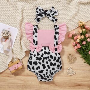 Toddler Newborn Baby Infant Girls Ruffle Sleeves Print Bodysuit