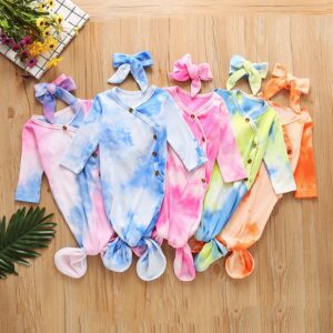 Kids Baby Girl Fashion Five-Color Fashion Oblique Buckle Pit Strip Tie-Dye Fabric Sleeping Bag Romper