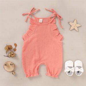 Baby Girls Simple Solid Color Sleeveless Romper