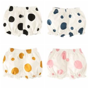 Baby Girls Basic Big Polka Dot Stringy Selvedge Elastic Shorts