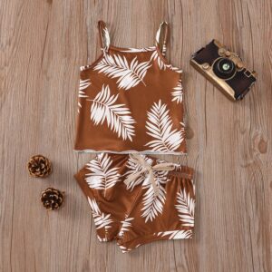 Girls Basic All Over Print Camisole And Shorts Set
