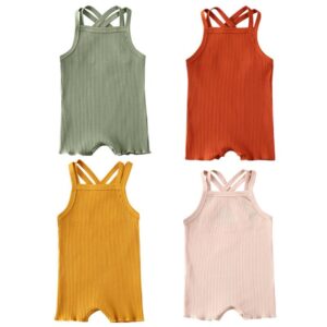 Baby Basic Solid Color Sleeveless Romper