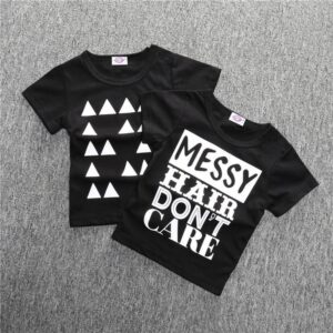 Baby Casual Round Neck Short Sleeve Letter Pattern T-Shirt