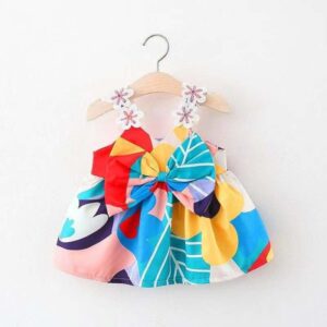 Baby Girls Cute Bow Decor Colorful Dress