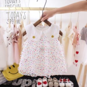 Baby Girls Cute Lapel Sleeveless Colorful Polka Dot Dress