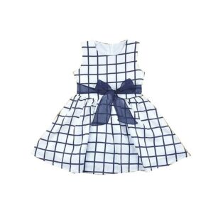 Girls Sleeveless Plaid Bowknot Decor Dress