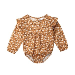 Fashion Girls Floral Print Long Sleeve Romper