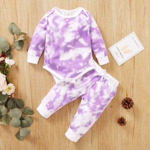 Baby New Tie-dye Printing Long Sleeve Romper And Pants Set