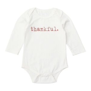 Baby Girl Boy Thankful Print White Bodysuit