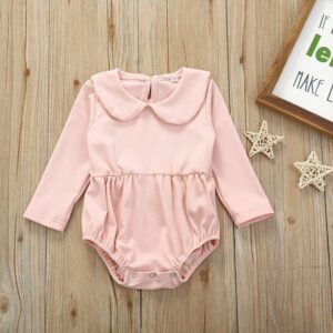 Baby Girl Cute Pure Color Long Sleeves Bodysuit
