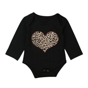 Baby Toddler Lovely Leopard Heart Pattern Long Sleeves Bodysuit