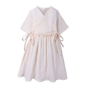 Lovely Girl Solid Color Lace-up Design Dress