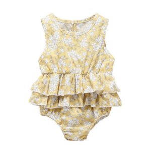 One Piece Girl Floral Print Patchwork Bodysuit