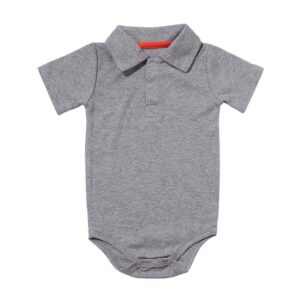 Baby Boy Girl Turn-down Collar Solid Color Bodysuit