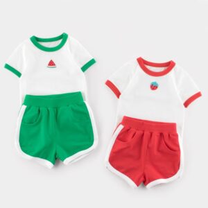 Kids Girls Casual Round Neck Short-sleeved Loose T-Shirt And Elastic Sporty Shorts Two-piece Set