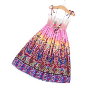 Girls Bohemia Casual Floral All Over Print Slip Dress
