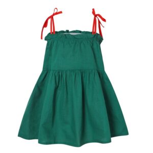 Girls Basic Solid Color Fold Design Sling Dress