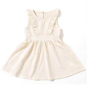 Girls Simple Stringy Selvedge Sleeves Dress